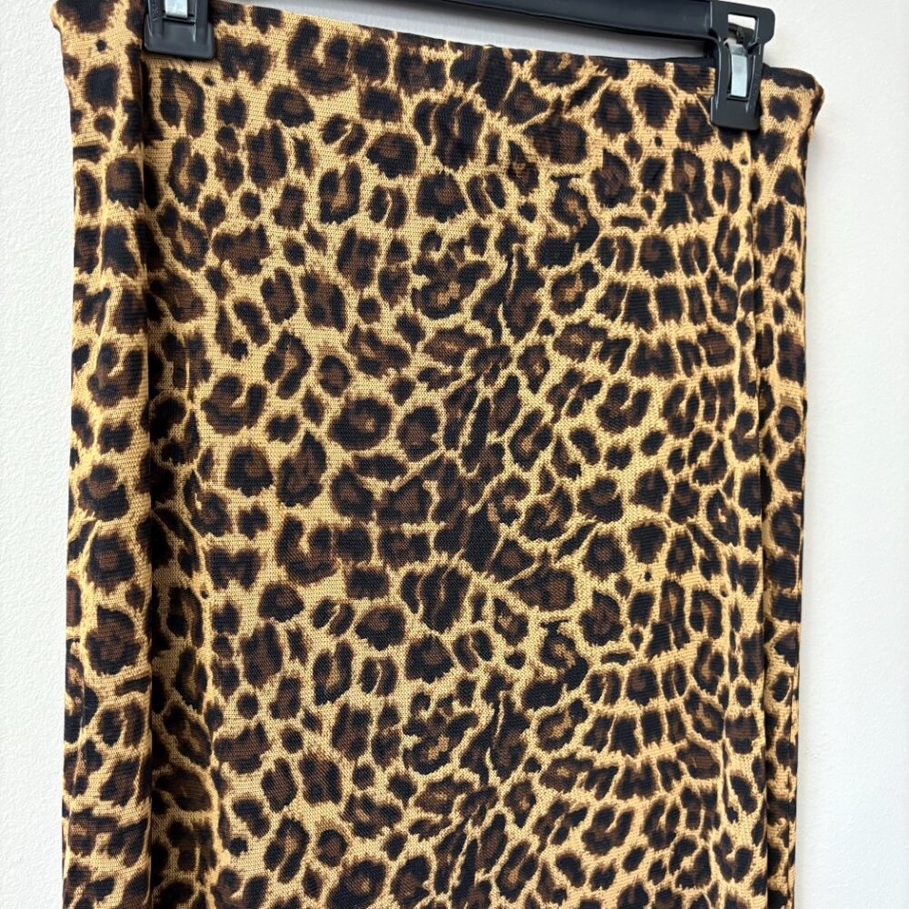 Mesh Leopard Print Midi Skirt - image 3
